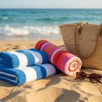 Beach and pool towels styled for summer