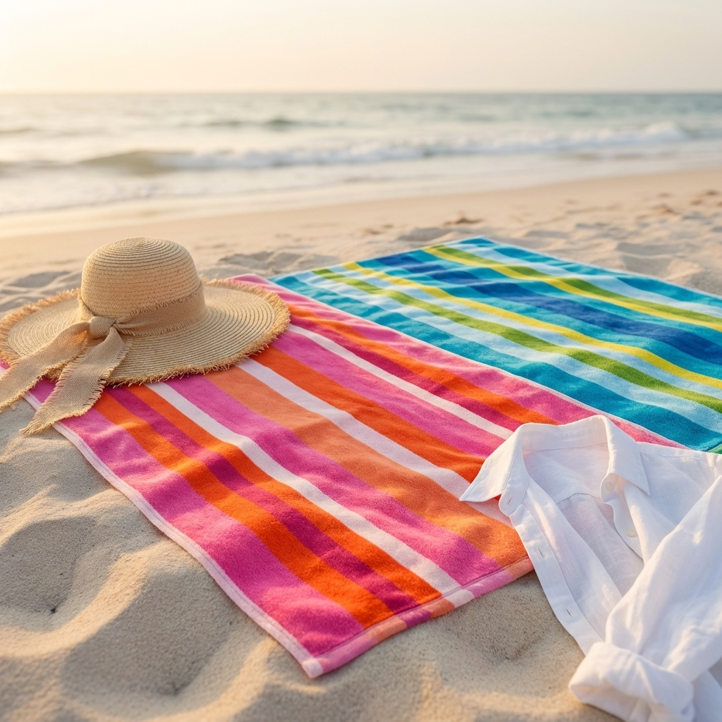 Luxury cotton beach towel for summer