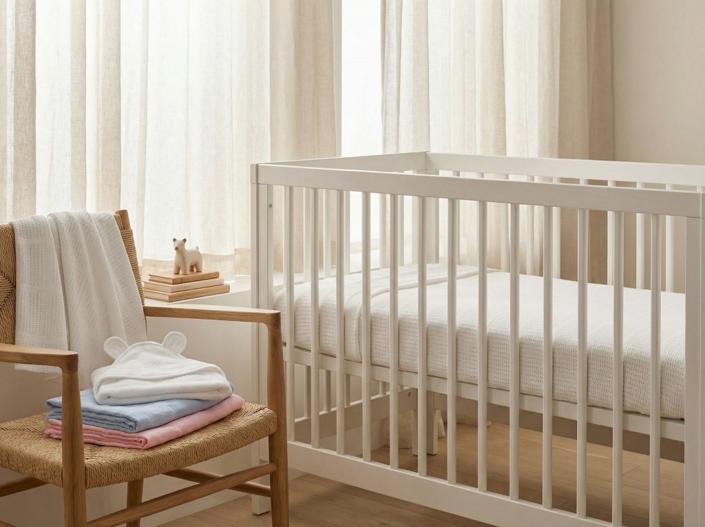 Cotton baby nursery essentials in a luxury nursery