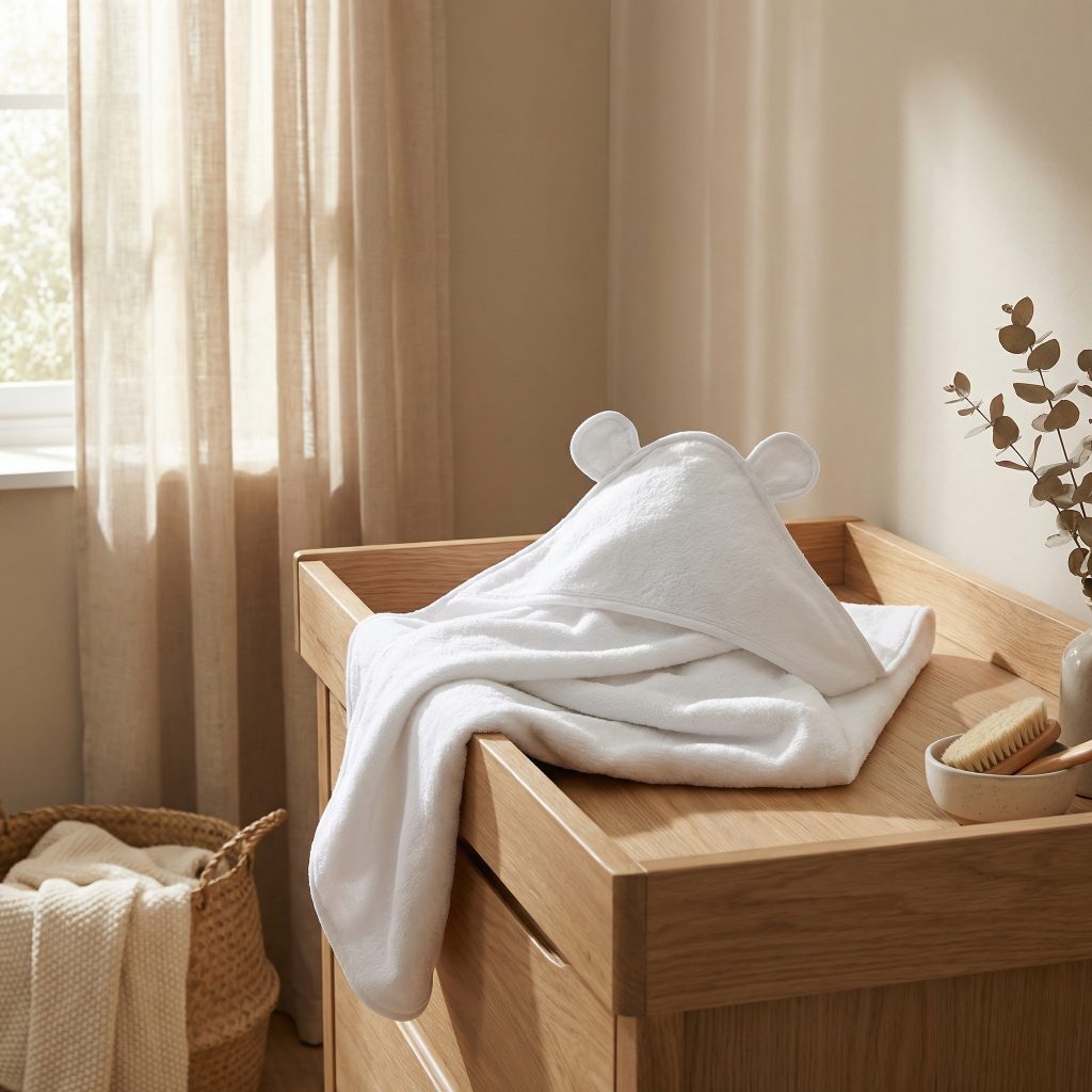 Soft cotton baby nursery essentials hooded towel